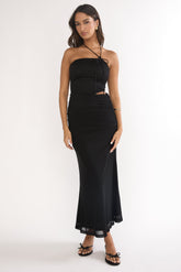 Truths Cut-Out Waist Ruched Maxi Dress Black