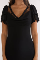 Elorin Lace Trim Maxi Dress Black