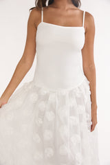 Adley Embellished Drop Waist Midi Dress White