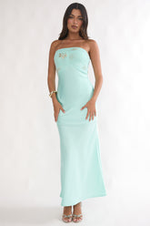 At Dusk Beaded Bust Strapless Maxi Dress Blue