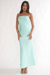 At Dusk Beaded Bust Strapless Maxi Dress Blue