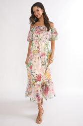 Ivelle Off-Shoulder Ruffle Maxi Dress Floral