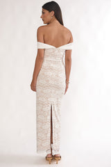 Jewelene Off-Shoulder Maxi Dress Lace White
