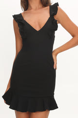 Ashe Crossover Back V Neck Mini Dress Black