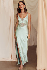 Better Believe Lace Insert Maxi Dress Sage
