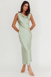 Take Care Backless Sash Maxi Dress Pistachio