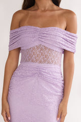 Silver Moon Off-Shoulder Maxi Dress Lilac