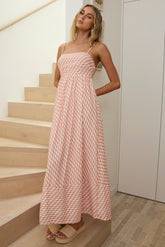 Shirley Square Neckline Maxi Dress Print Orange