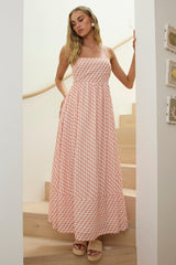 Shirley Square Neckline Maxi Dress Print Orange