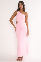 Luli One-Shoulder Cut-Out Maxi Dress Pink