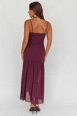 Floating Waist Sash Maxi Dress Plum