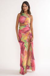 Marvella Open Back Cut-Out Maxi Dress Red Multi