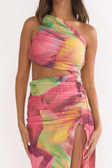 Marvella Open Back Cut-Out Maxi Dress Red Multi