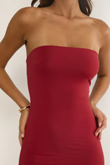 Velvet Rope Strapless Mesh Maxi Dress Wine