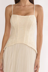 Cambridge Accordion Pleat Corset Dress Cream