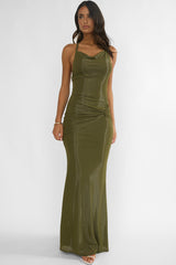 Oralia Criss-Cross Back Maxi Dress Olive