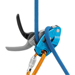 Petzl Grigri Belay Device (Blue) being used