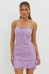 Reinhart Cami Strap Crochet Lace Dress Lilac