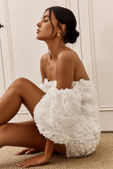Vive La Rose Off-Shoulder Embellished Mini Dress Off White