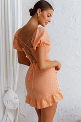 Bliss Moment Lace-Up Back Mini Dress Apricot