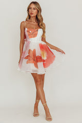 Athens Flared Bow Mini Dress Off White