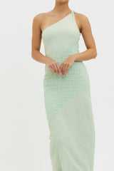 Clean Slate One-Shoulder Smocked Midi Dress Sage