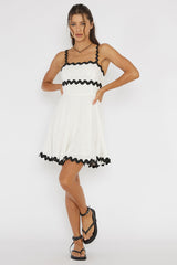 Won Me Over Ric Rac Trim Mini Dress White