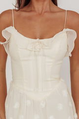 Gelati Embellished Tie Strap Midi Dress Cream