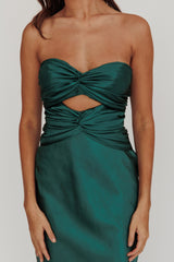 Good Impression Double Twist Midi Dress Forest Green