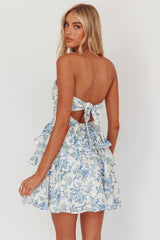 Like Me Tied Back Layered Mini Dress Floral Blue