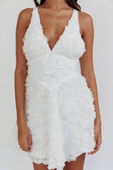 Lavalle Criss-Cross Embellished Mini Dress White