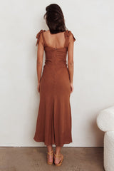 Appreciate You Tied Shoulder Maxi Dress Chocolate