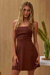 In Divine Halterneck Mini Dress Chocolate