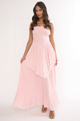 Delin Smocked Layered Maxi Dress Blush