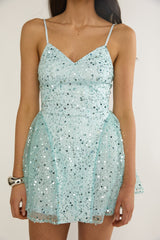 Roselisse Cami Strap Sequin Mini Dress Sage