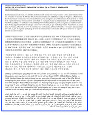 ABC Notice of Intention to Sale Multiple Languages Alcoholic Beverages ABC 207 E