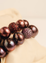 Pulsera Perlas Tahiti y Bola de Zafiro Morado