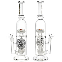 BIIGO Frosted Tentacles Water Pipe, 14.75" tall with intricate designs, front view on white background