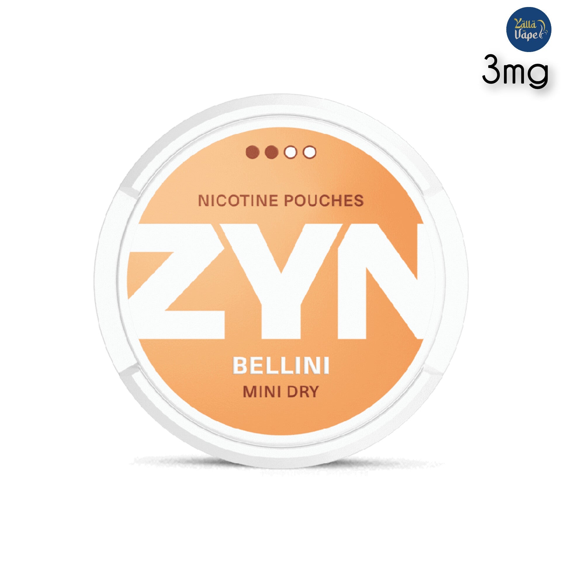 Zyn Nicotine Pouches Bellini Mini Dry 3mg.
Zyn SNUS Bellini Mini Dry 3mg - 2 dots.