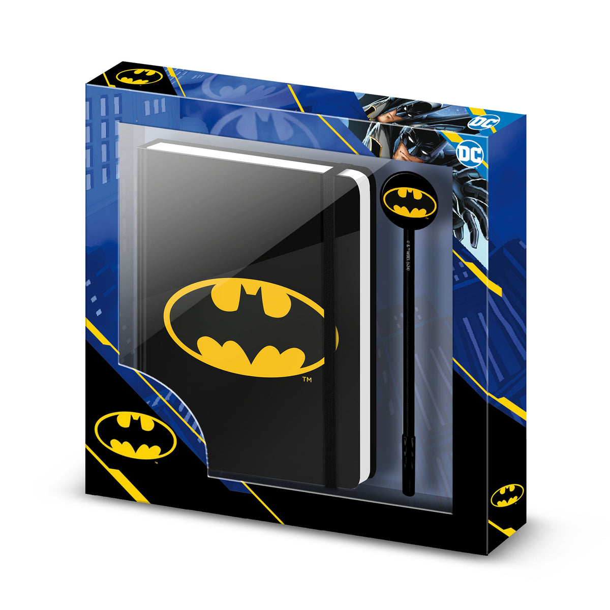 DC Comics Batman Batsignal-Caja Regalo con Diario y Bolígrafo Fashion, Negro