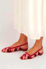 Colorblock Hollow Out Square Toe Slingback Pink Low Heels [Pre Order]