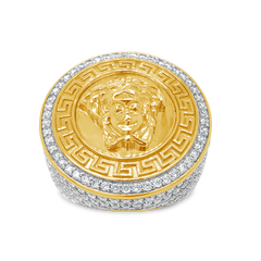 Diamond Designer Medusa Ring 3.50 CTW Round Cut 10K Yellow Gold