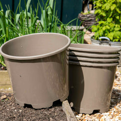Taupe-Grey Plastic Plant Pots - 5 x 15 Litre