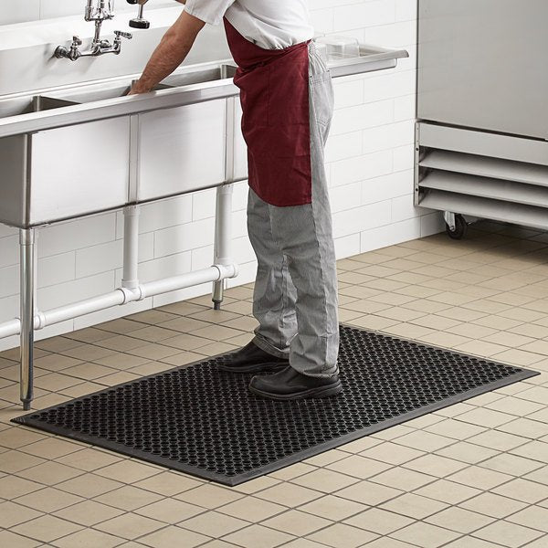 3' x 5' Black Rubber Anti-Fatigue Floor Mat