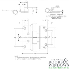 Marvin Elevate 300 Series Adjustable door hinge 3-5/8 x 4, Left Hand