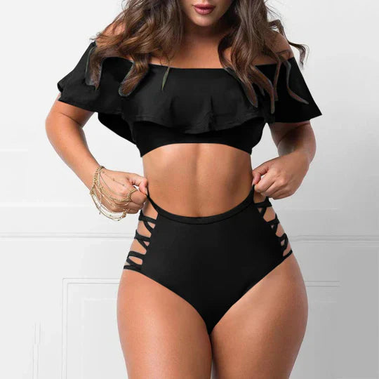 Stilla | Skulderfri Bikini sæt med flæser