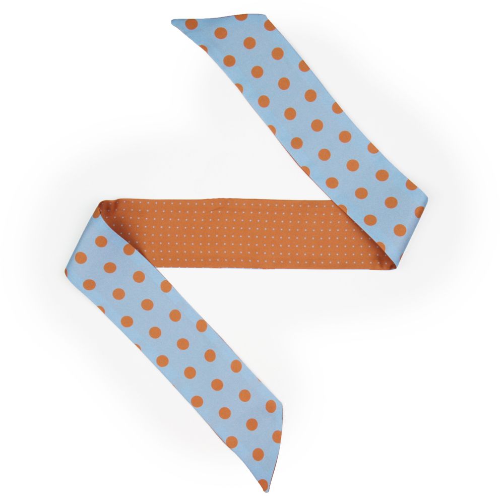 Bandeau de soie 6x86, Gros Pois et mini Pois – Bleu Ciel