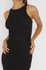 Charmed Me Ribbed Knit Midi Dress Black