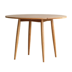 Cherry Wooden Round Table Extendable 4 Legs Square Dining Table in Nature