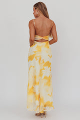 Nerida Low Back Twist Maxi Dress Lily Yellow